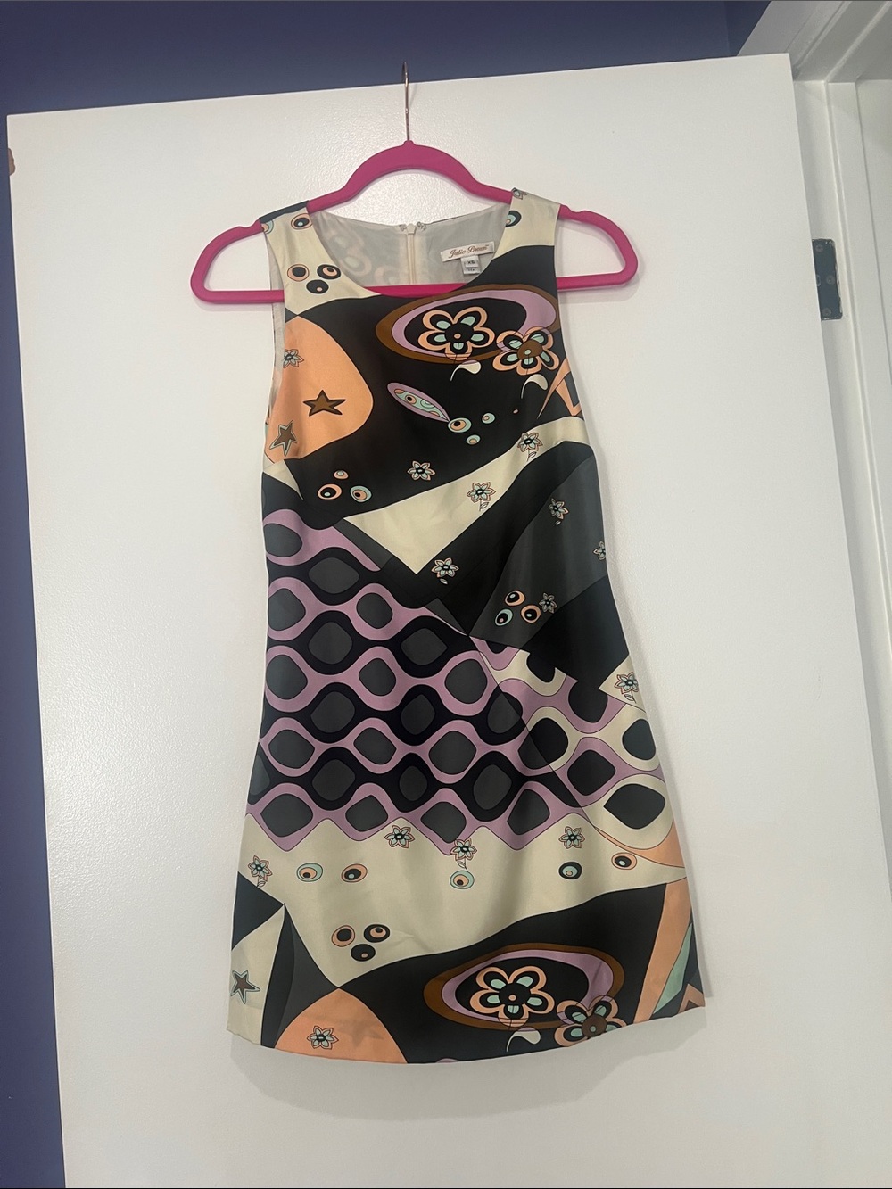 JB by Julie Brown Sleeveless Mini Dress - Pink, Cream & Black Geometric Floral